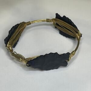 BOURBON & BOWETIES gold tone bracelet bangle black arrowhead arrow head jewelry